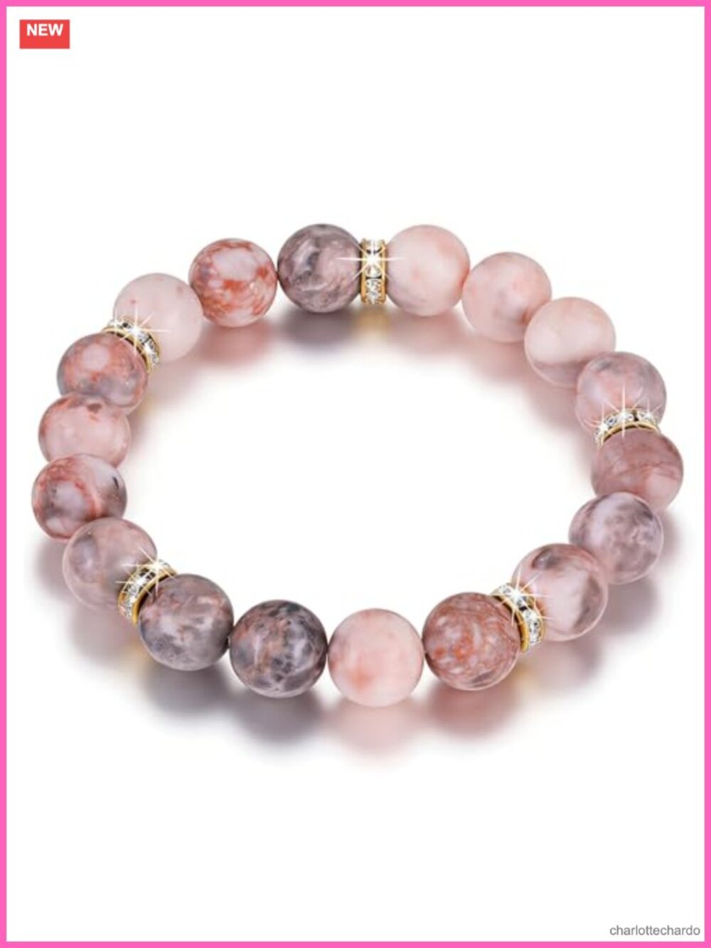 Healing Beaded Bracelet Women Rose Quartz Chakra Crystal Stretch 10mm 7in
